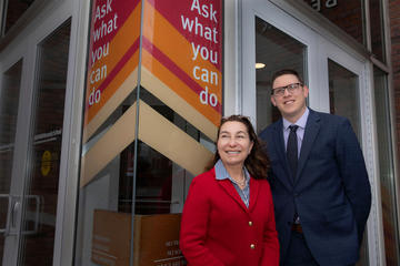 Lead author Stevie Olson (right) with Linda Bilmes, who oversaw the research at the Taubman Center.