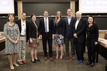 Professor Linda Bilmes meeting with Congressman Seth Moulton and Jerry & Phyllis Rappaport